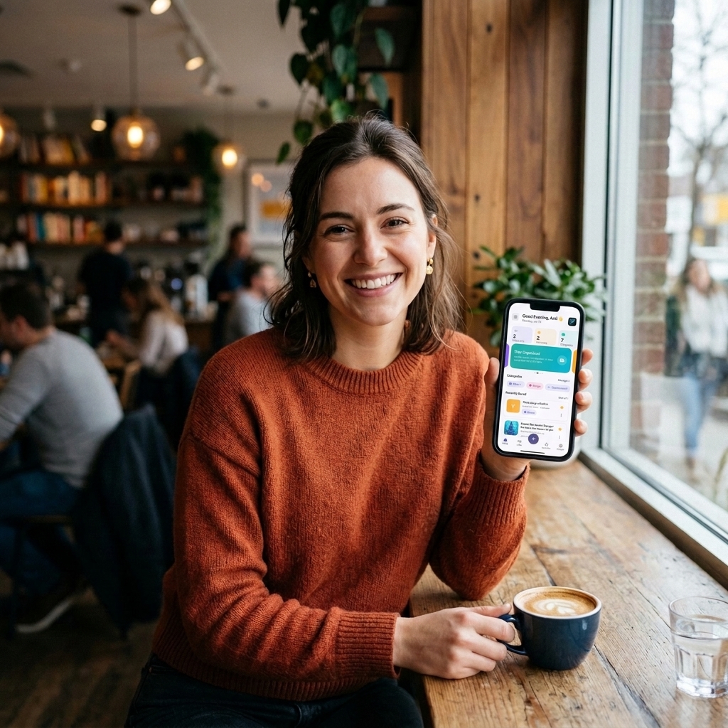 Happy woman using LinkVault
